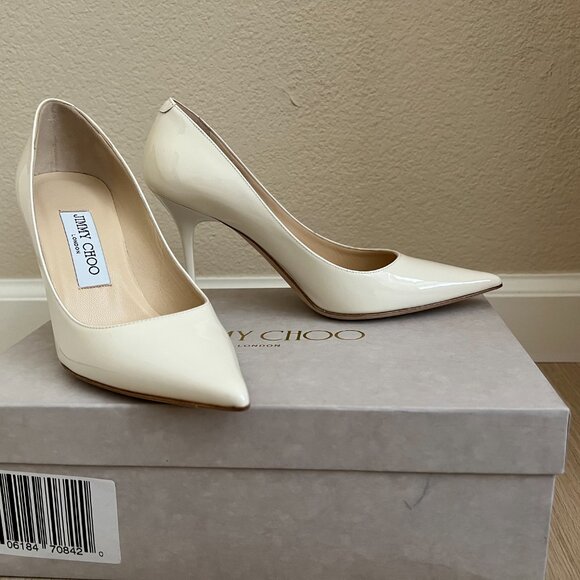 Jimmy Choo Patent Leather Pointy Toe Pumps, size 6 (IT 36), Ivory White - Picture 4 of 4